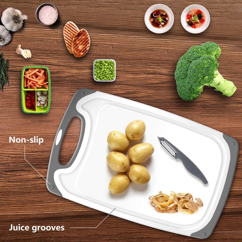 Rottogoon Cutting Boards for Kitchen, Plastic Chopping Board Set of 4 with Non-Slip Feet and Deep Drip Juice Groove, Easy Grip Handle, Dishwasher Safe, BPA Free, Non-porous Mint - Image 2